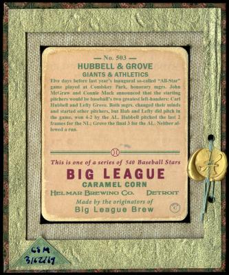 Picture, Helmar Brewing, R319-Helmar Card # 503, Carl HUBBELL, Lefty GROVE, Shaking hands, Multiple